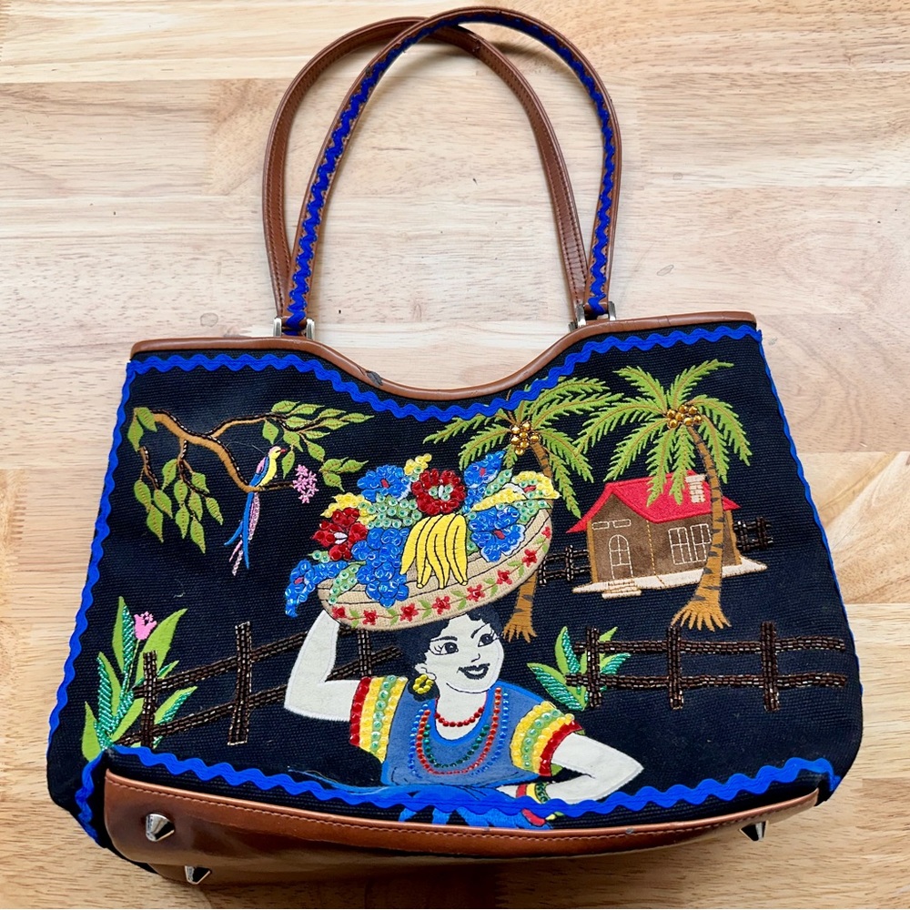 Adorable Vintage Isabelle Fiore Shoulder Bag. Tropical, Carmen Miranda.